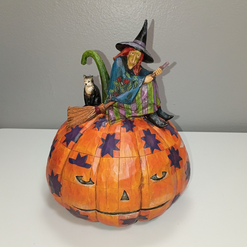 Jim Shore An Eerie Eve Awaits Halloween 2005 Vintage Resin Pumpkin Retired Witch